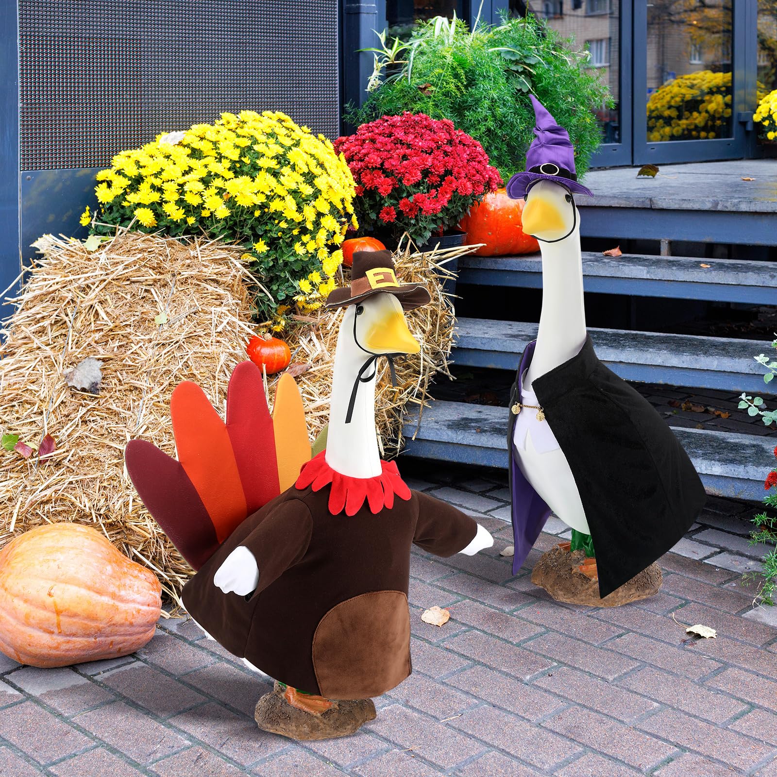 Arrowbash outfit next to ruler showing 23-inch fit for decorative geese and sizing clarity