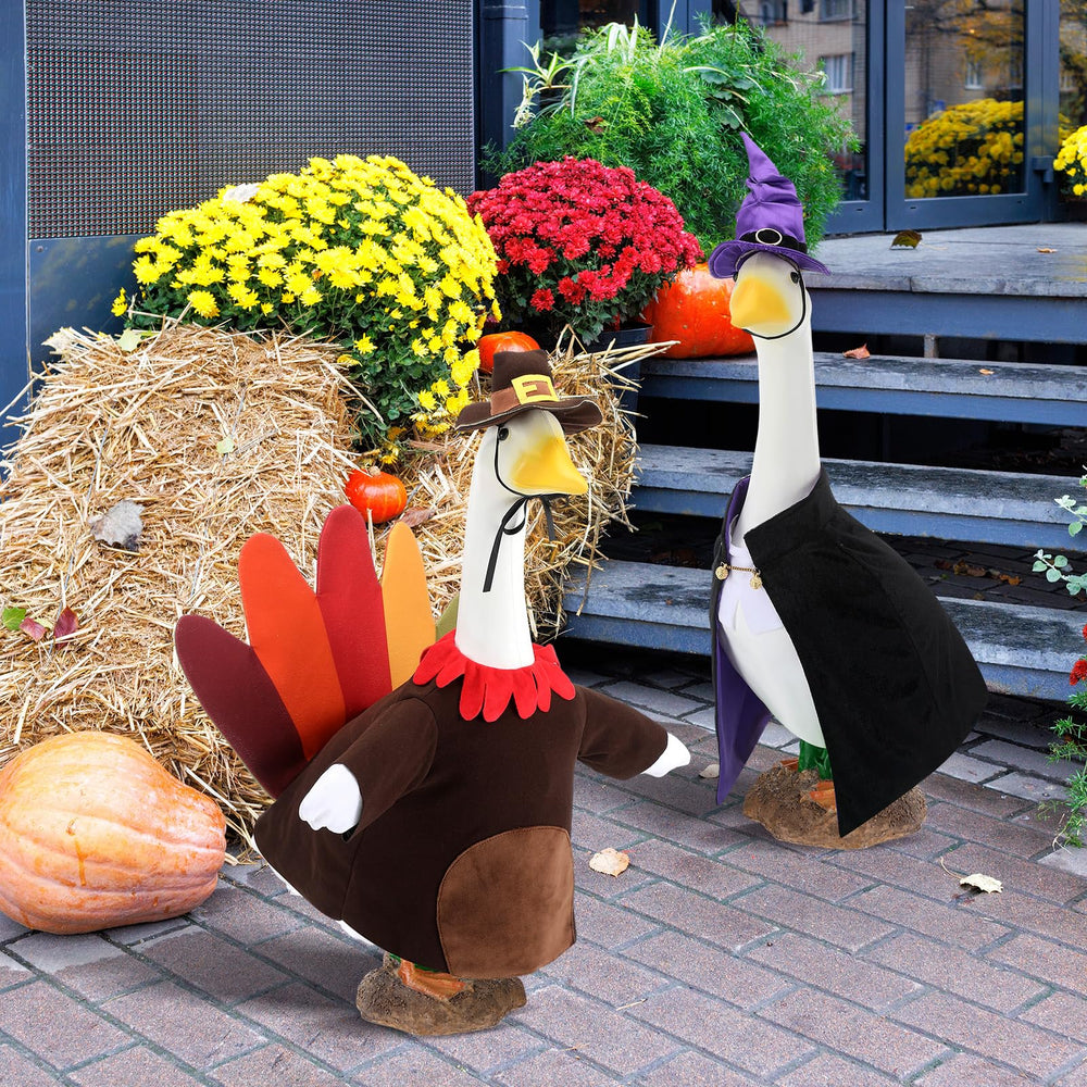 Arrowbash outfit next to ruler showing 23-inch fit for decorative geese and sizing clarity