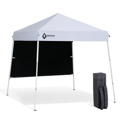 ARROWHEAD OUTDOOR front view of blue 6x6 canopy showing full shade coverage and quick setup benefit