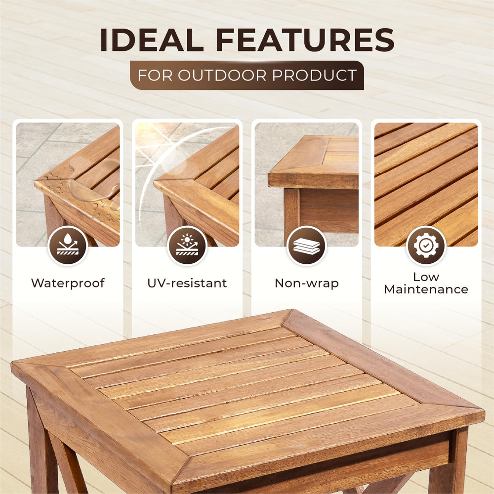ARROWSTONE table beside chair showing size and scale benefit