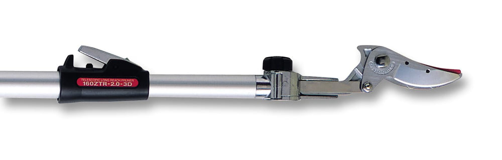 ARS pruner extended length beside tape measure showing 4 to 7 foot reach