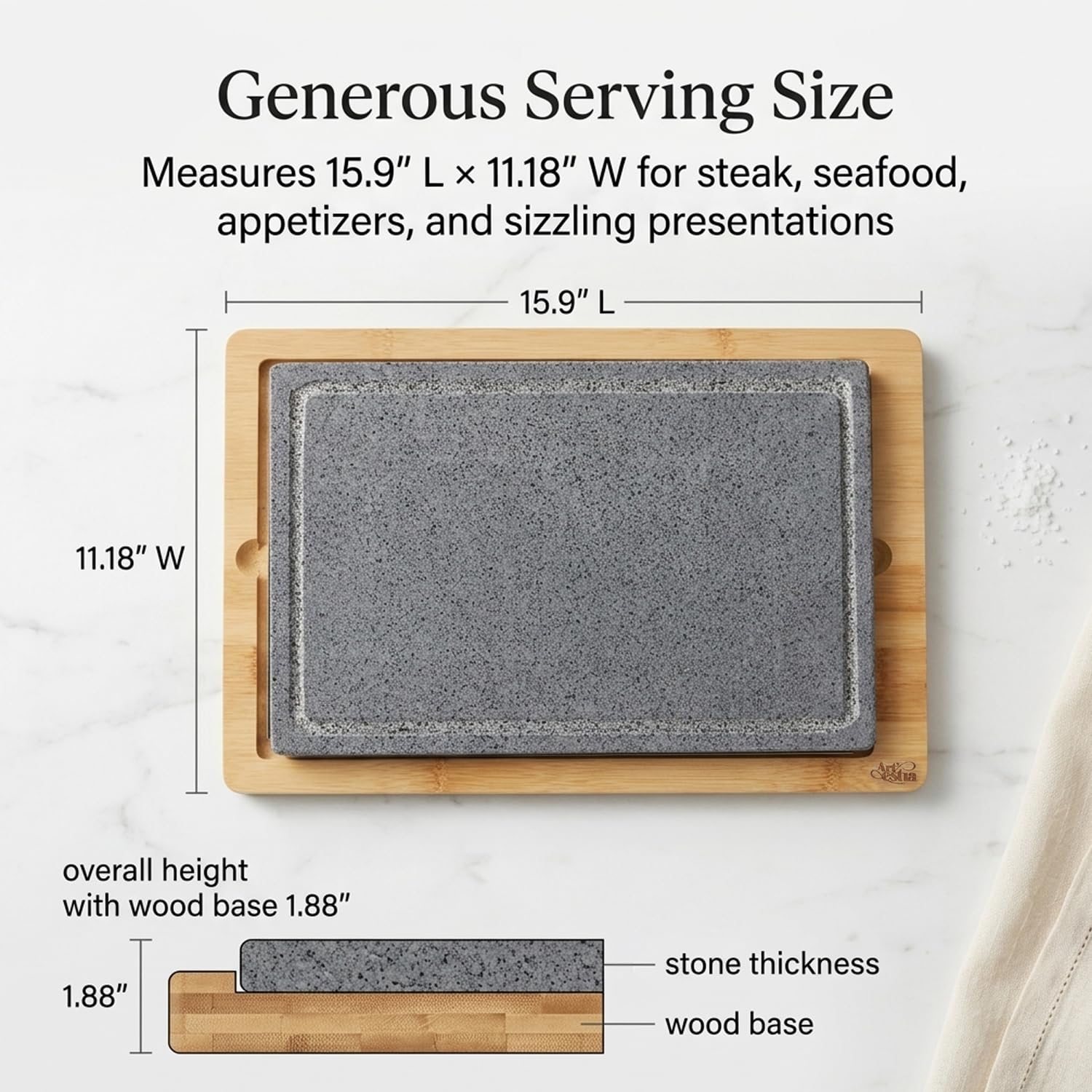 Artestia chilled stone presenting cheese and sashimi for cold serving
