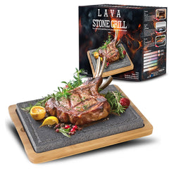 Artestia front view on bamboo tray showing elegant tabletop grilling setup