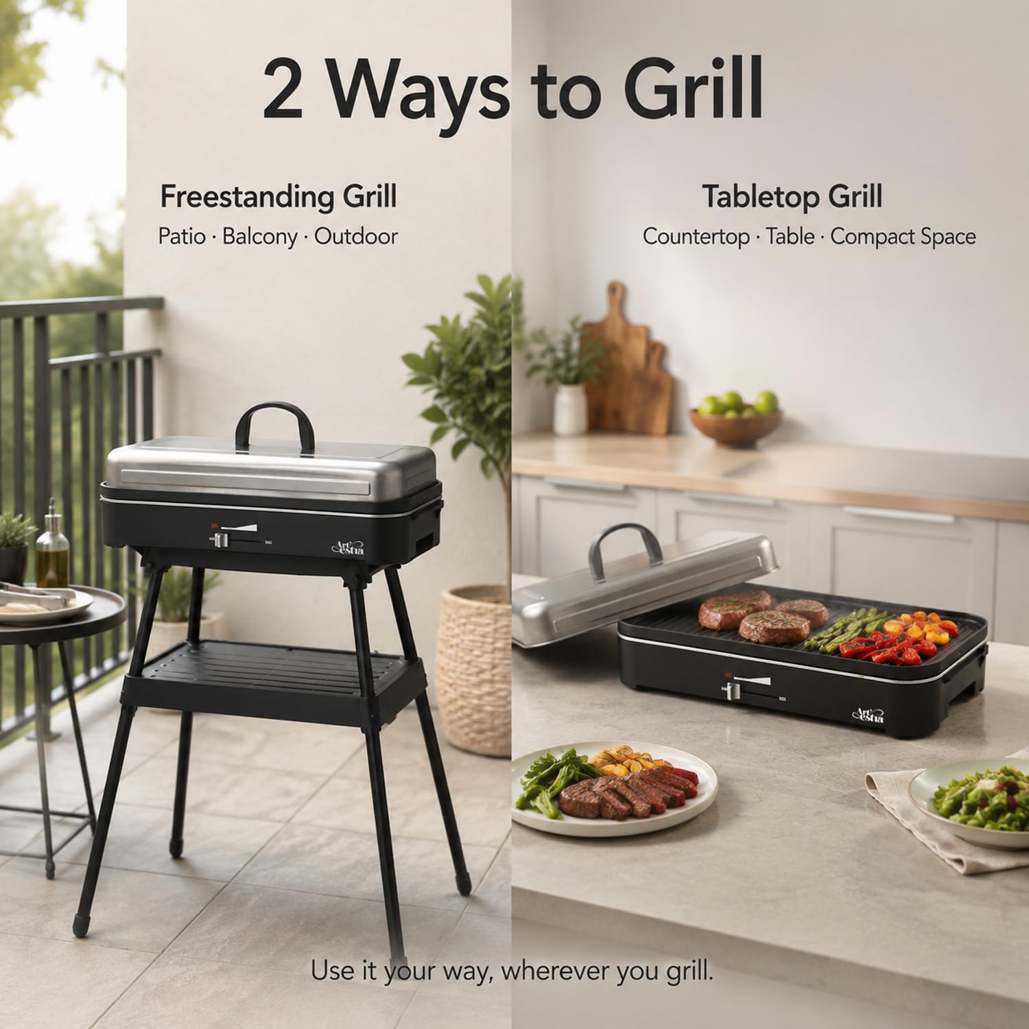 Artestia close-up of non-stick cooking surface for easier cleaning benefit