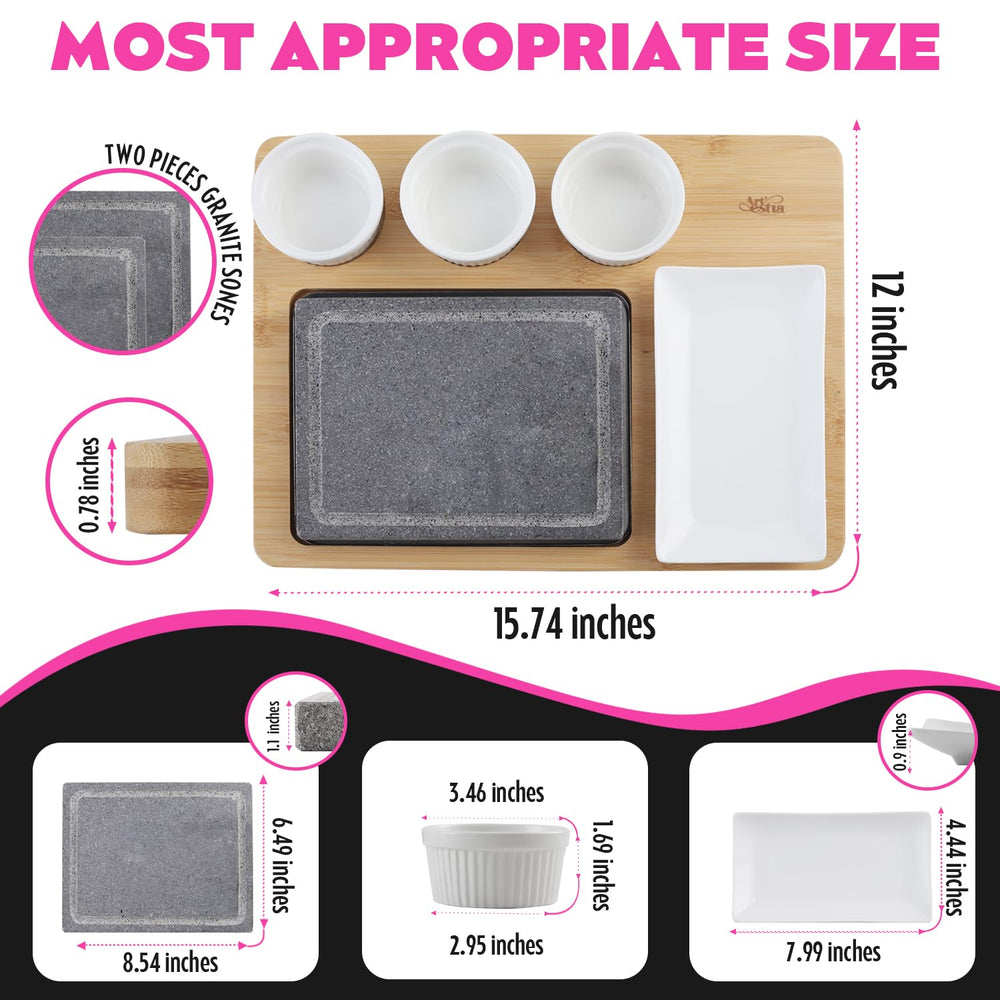 Artestia stones beside utensils for scale, shows compact tabletop size