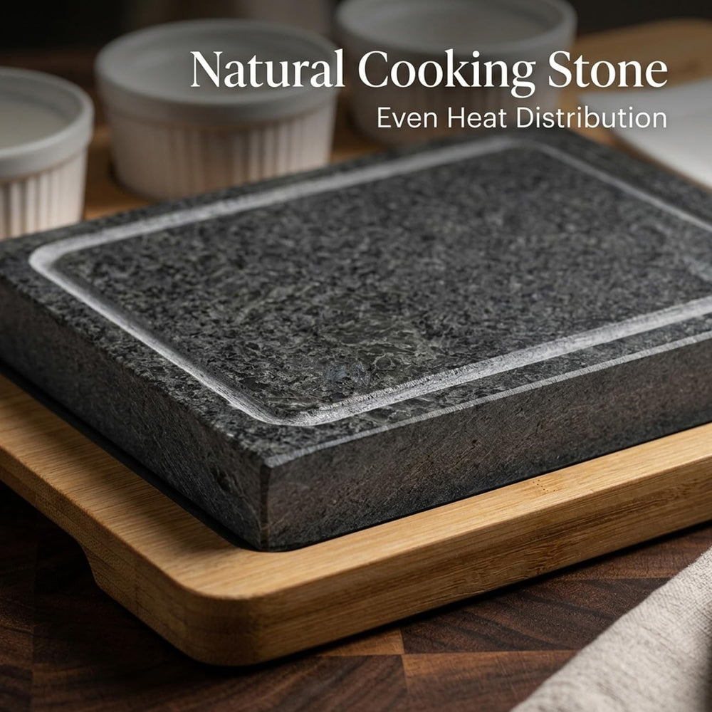 Artestia oven-ready stones being heated, safe preparation for table grilling