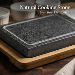 Artestia oven-ready stones being heated, safe preparation for table grilling