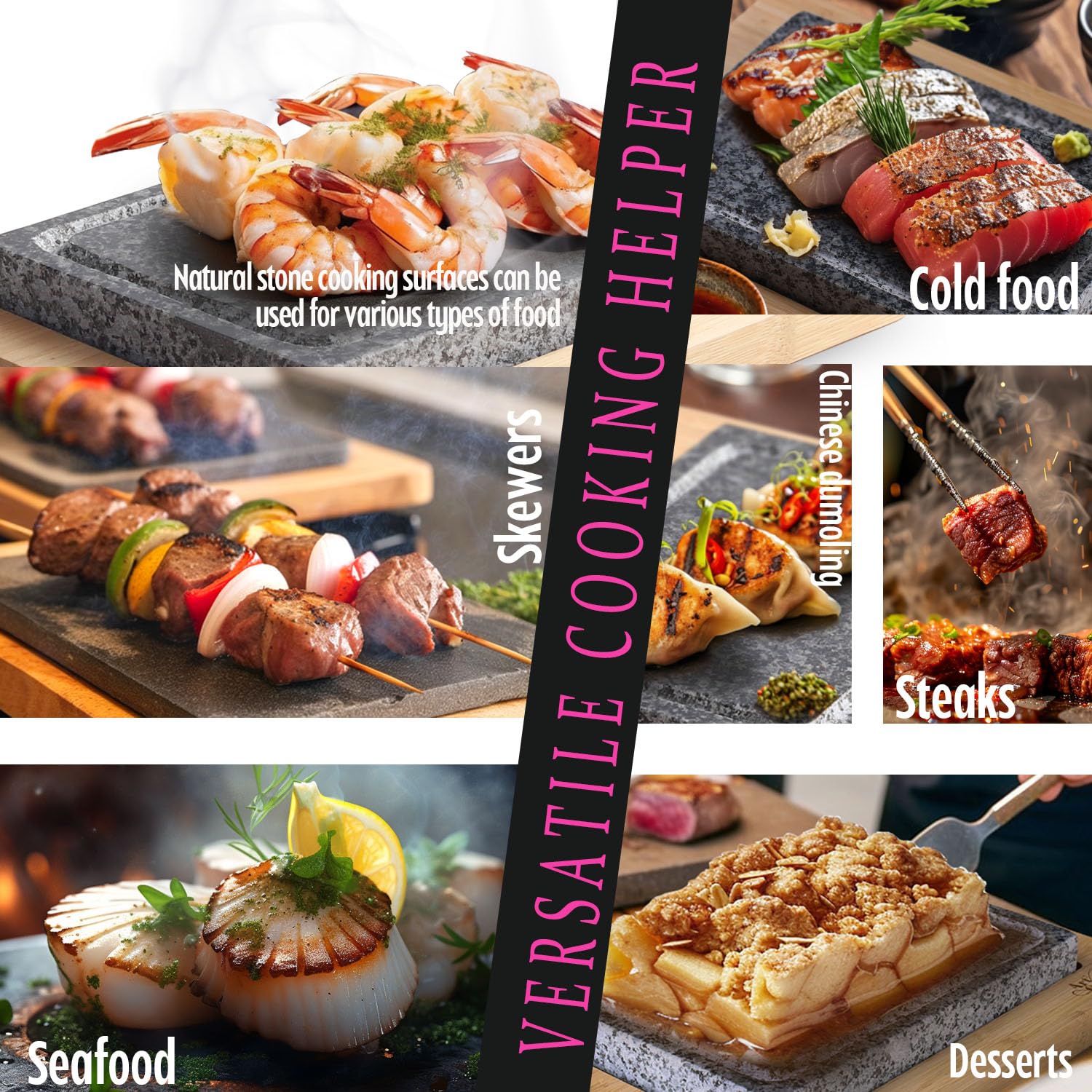 Artestia stones sizzling steak at table creating interactive cooking experience