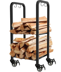 Artibear front view firewood rack showing compact organized storage benefit
