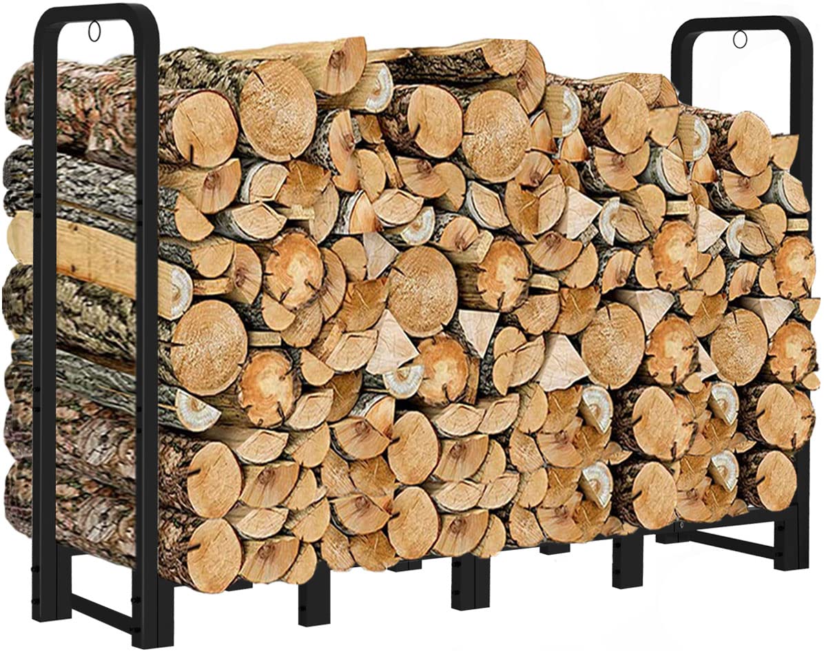 Artibear front view of full 6ft rack showing organized log storage and neat stacking benefit
