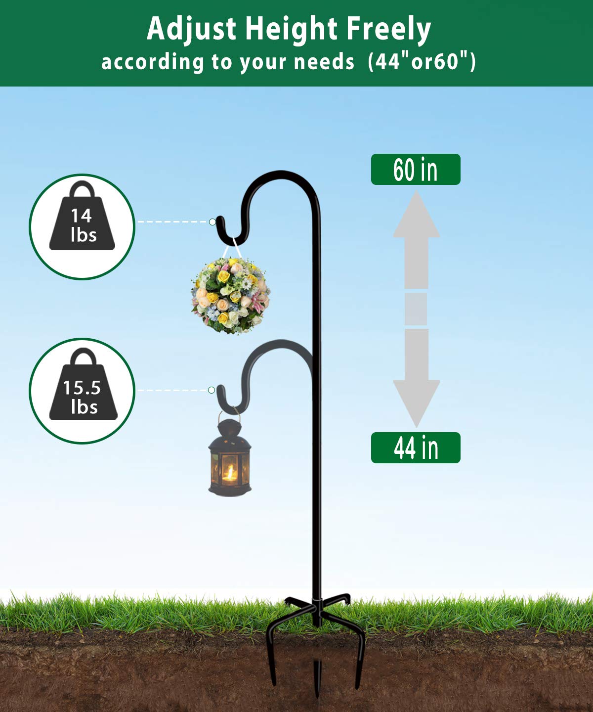 Artibear shepherd hook hanging bird feeder showing easy feeder placement benefit