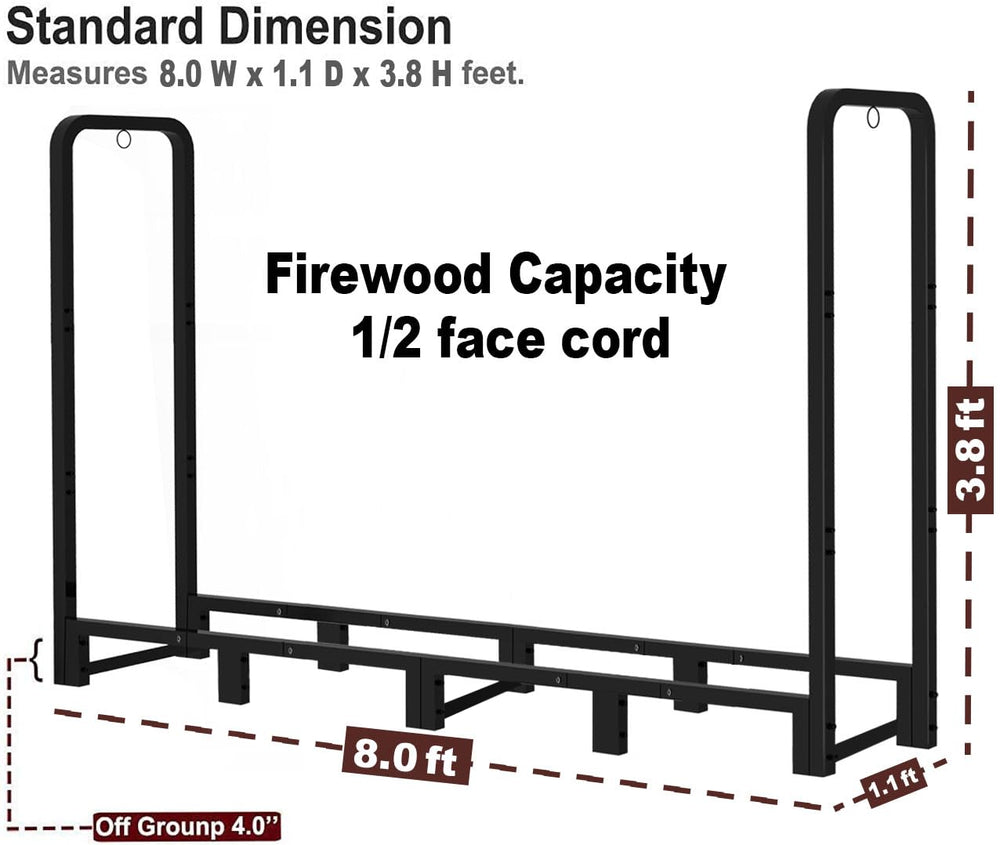 Artibear rack beside stacked logs for scale showing large-capacity benefit