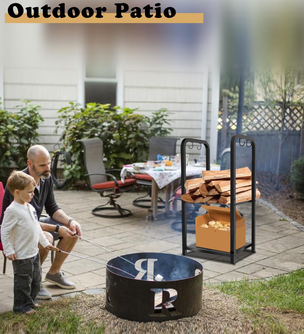 Artibear with stacked logs illustrating compact footprint and capacity