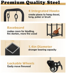 Artibear two-tier storage loaded with logs for quick-access firewood benefit
