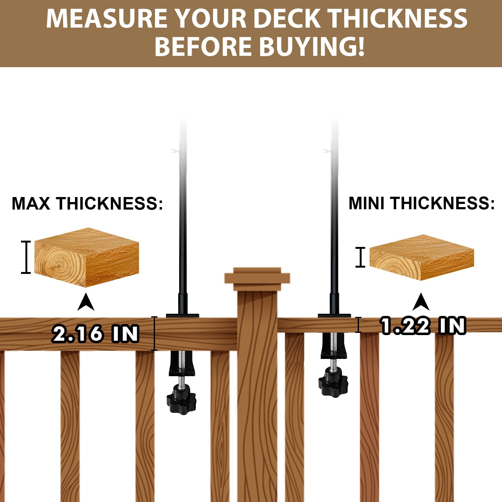 Artife full-length 31-inch pole mounted on wood rail showing extended reach benefit: keeps feeders away