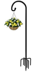 Artigarden full-height shepherd hook front view showing elegant matte black finish and stability