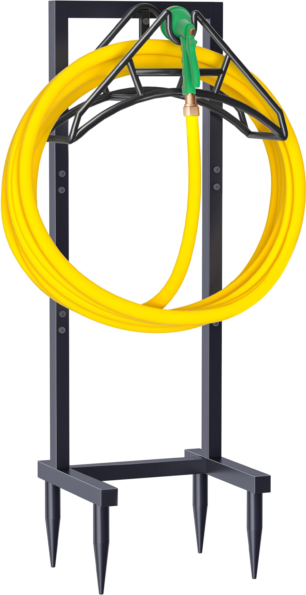 Artigarden front view of hose holder showing organized storage benefit