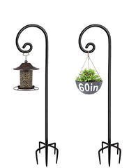 Artigarden front view of two black shepherd hooks showing sturdy design and curb appeal