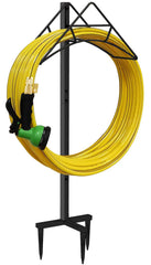 Artigarden front view of freestanding hose holder showing stable support and tidy storage