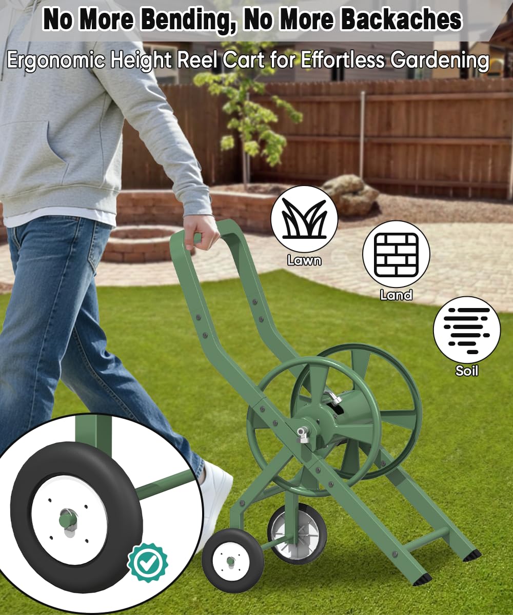 Artigarden fully loaded reel with hose to show 165 ft capacity advantage
