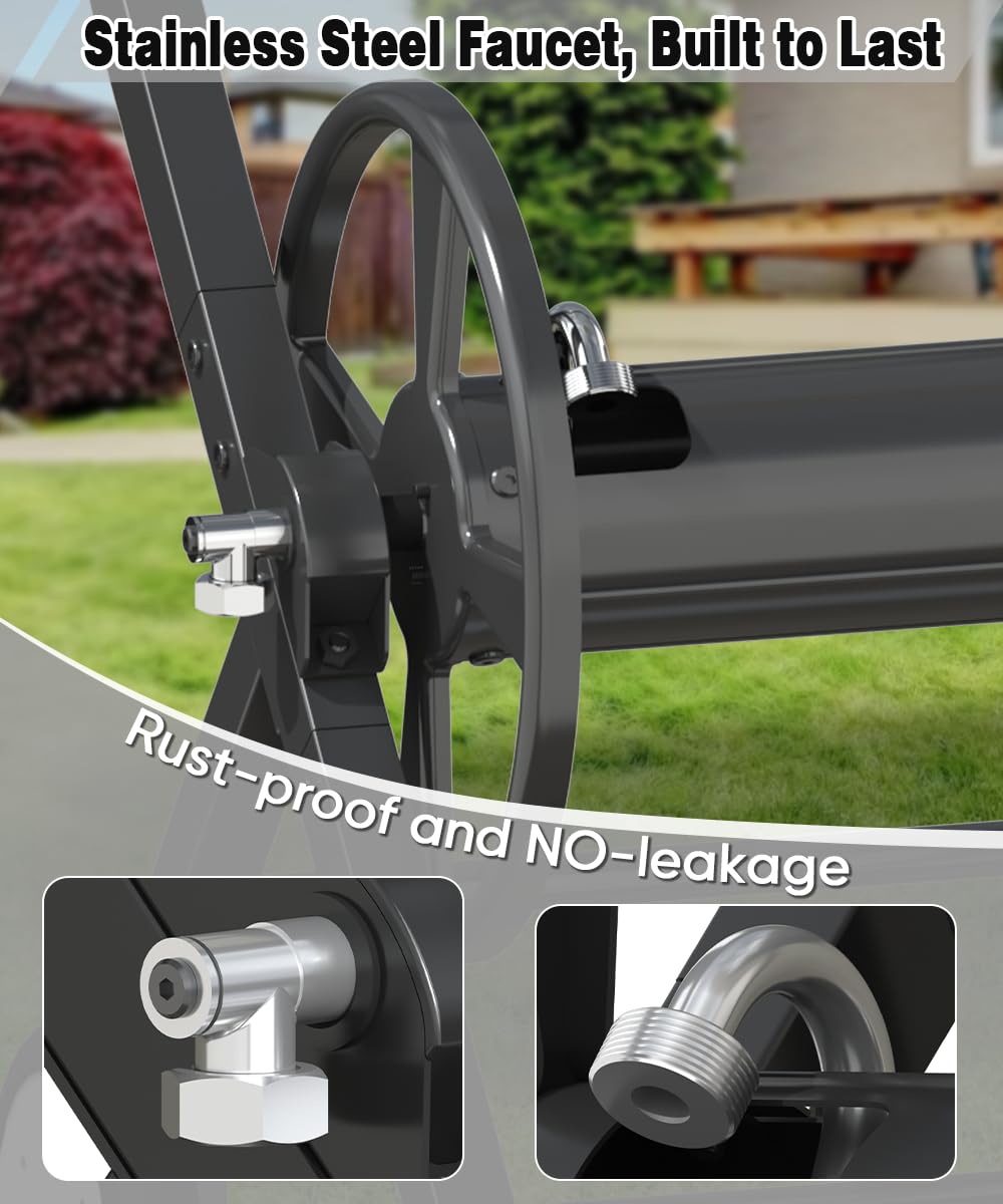 Artigarden non‑slip handle and crank detail for effortless hose winding