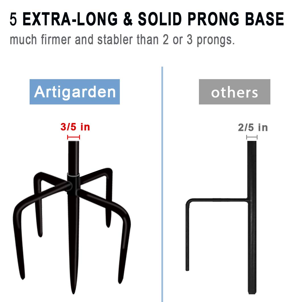 Artigarden adjustable poles shown at 60 inch and 44 inch heights for versatile use
