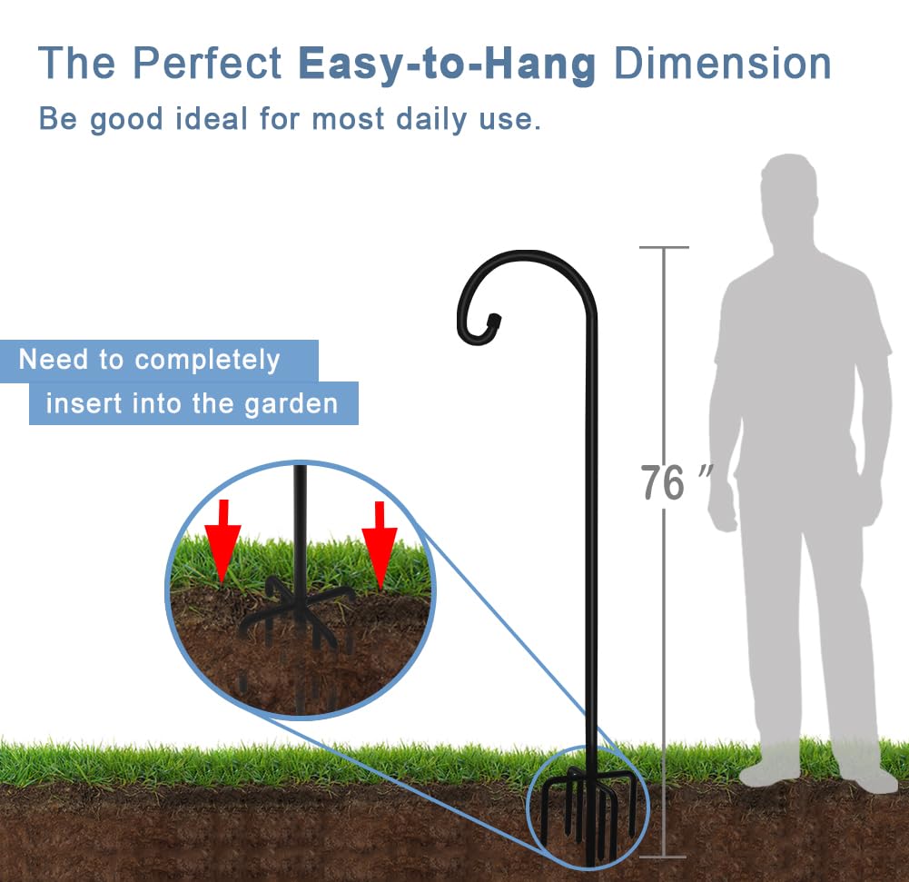 Artigarden shepherd hook supporting a bird feeder demonstrating strong load-bearing capability