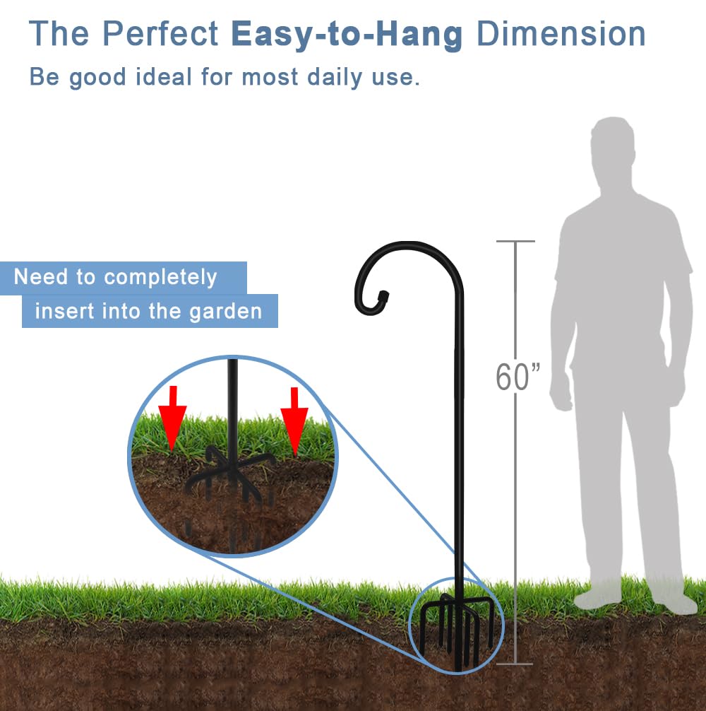 Artigarden shepherd hook holding a hanging planter providing versatile garden display