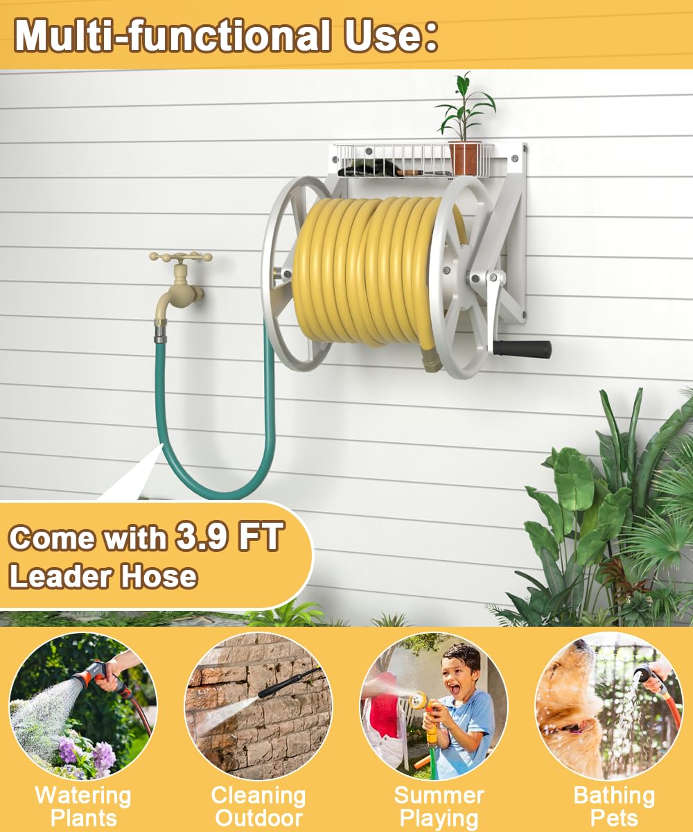 Artigarden reel in use winding hose, demonstrates smooth tangle-free operation
