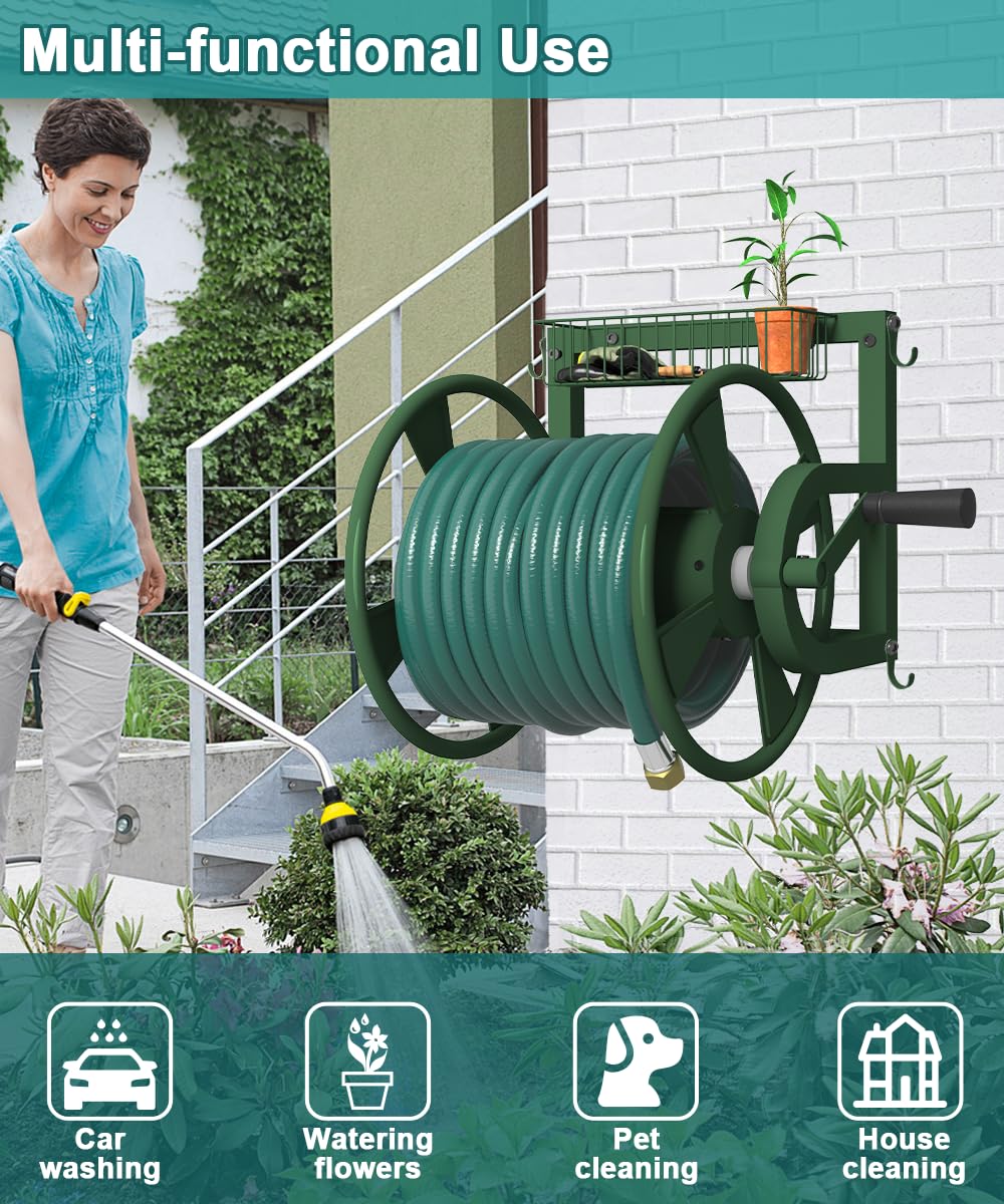 Artigarden J-hooks with tools showing organized garden tool storage benefit