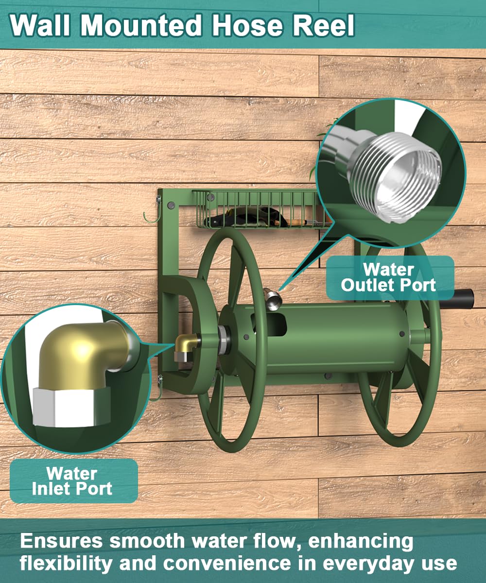 Artigarden reel on patio in use highlighting tidy hose management advantage