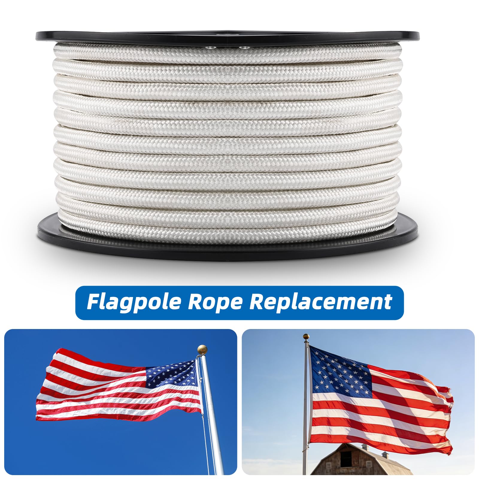 Artilife rope beside tape measure illustrating 100 ft length and correct sizing for tall poles