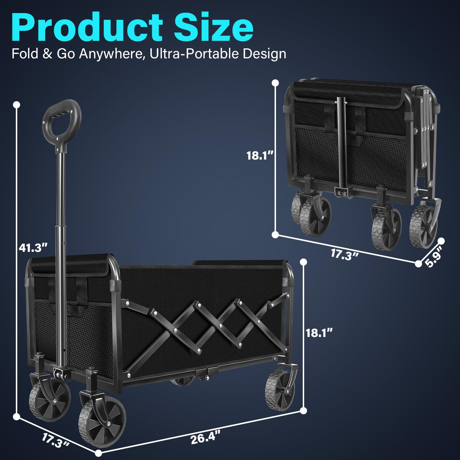 ARTIST'S DREAM folded wagon in car trunk demonstrating compact storage convenience