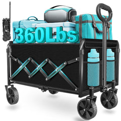ARTIST'S DREAM front view of jet black collapsible wagon showing cargo space and fabric