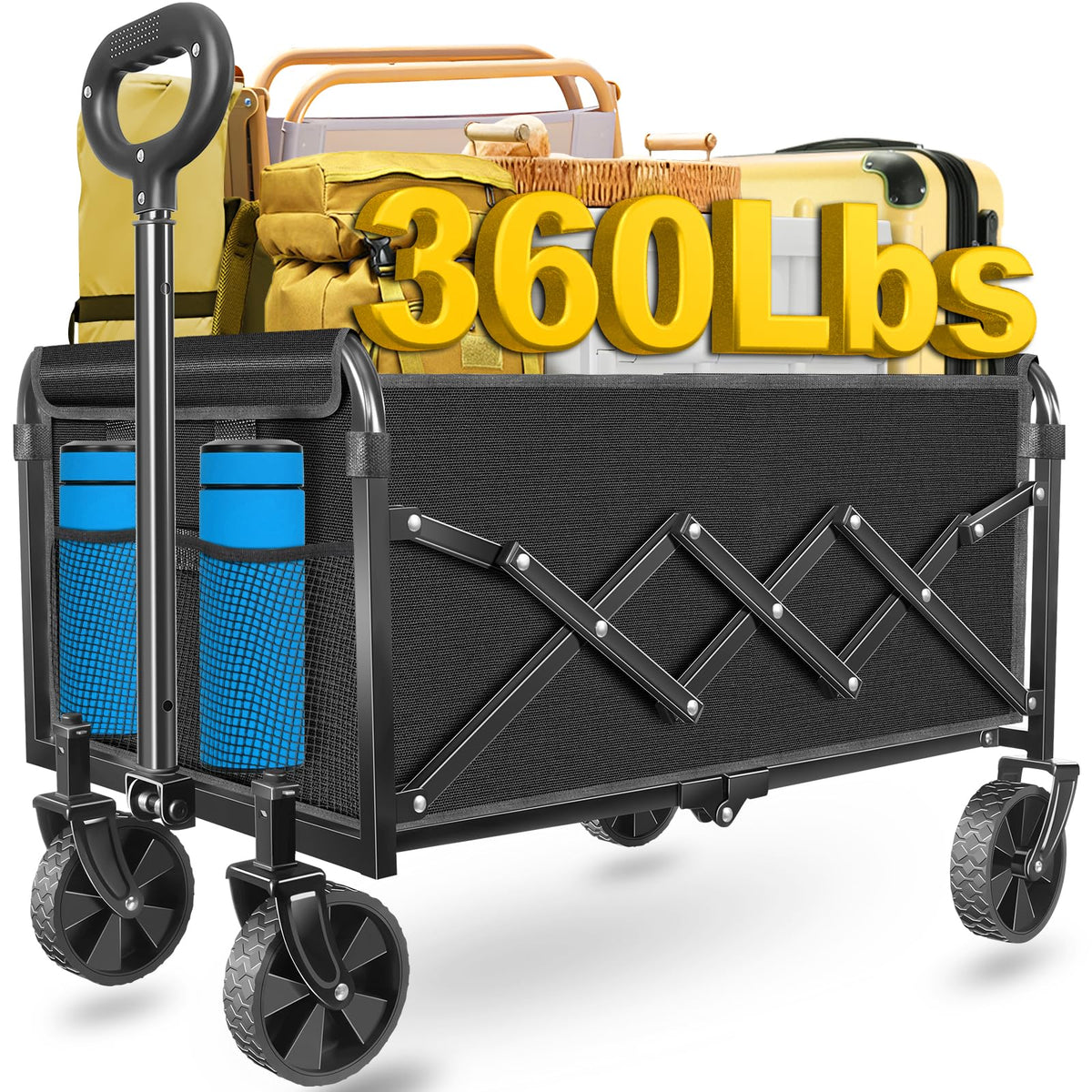 ARTIST'S DREAM front view of wagon showing compact frame and quick setup benefit