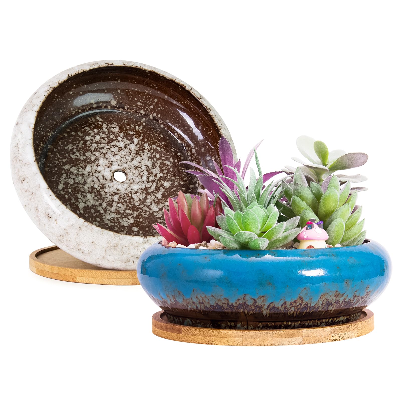 ARTKETTY front view of two ceramic planters showing clean design and color