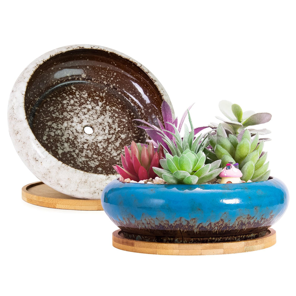 ARTKETTY front view of two ceramic planters showing clean design and color