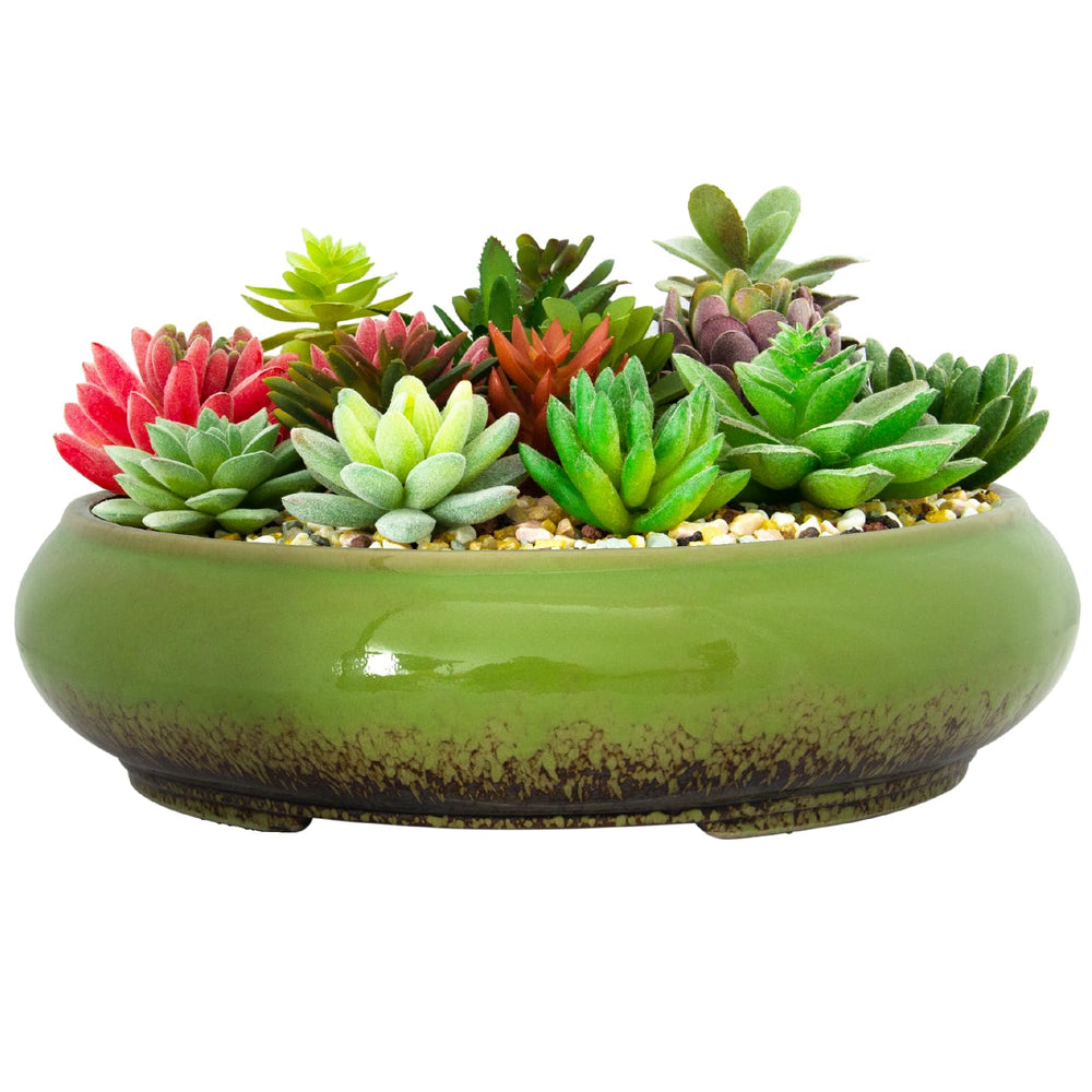 ARTKETTY green ceramic pot front view shows modern shape and durable glaze