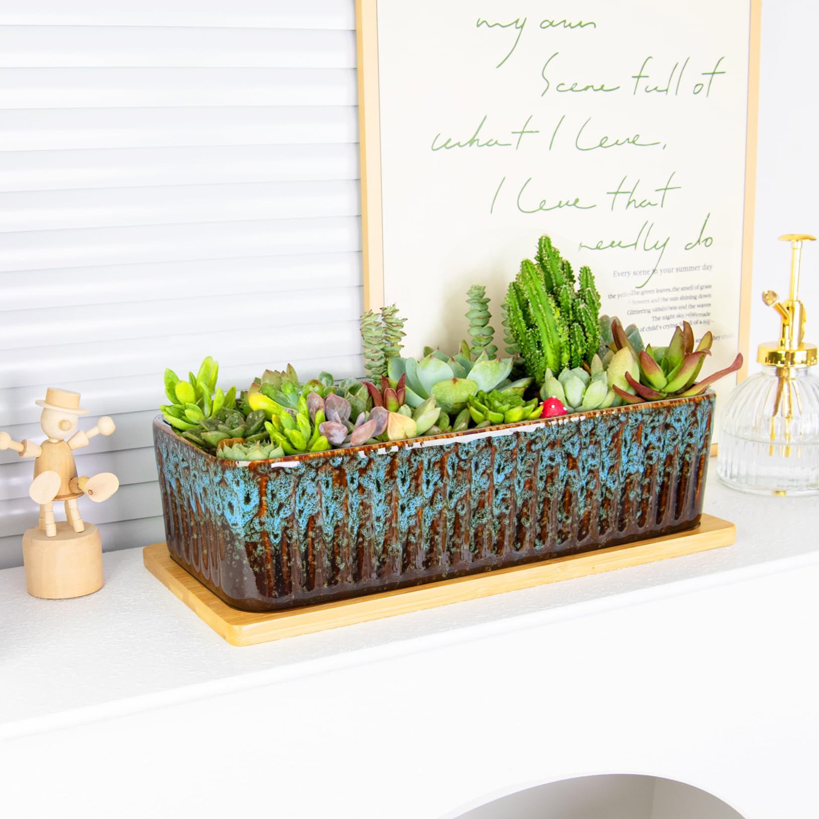 ARTKETTY planter in use on a sunny windowsill with succulents offering space-saving display benefit