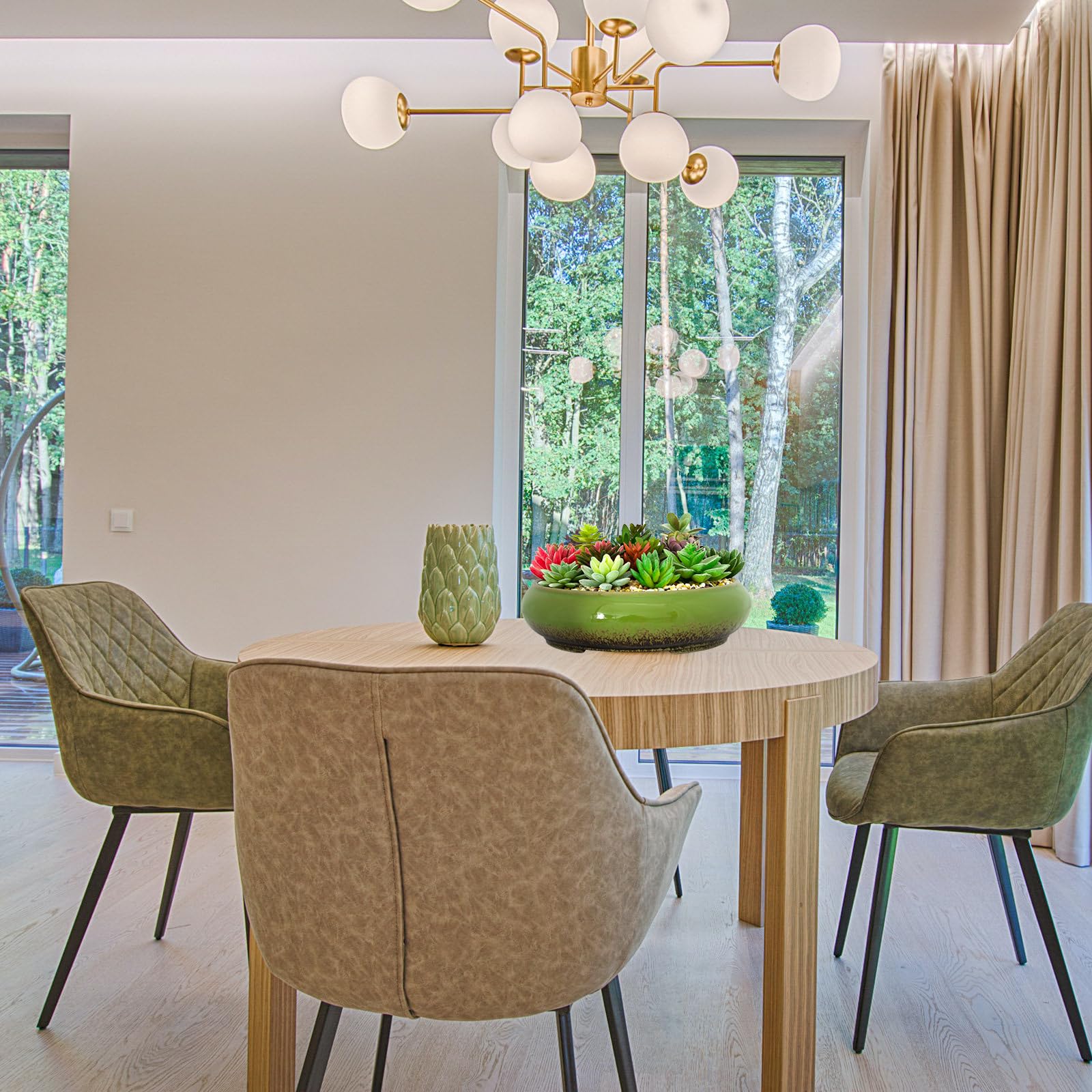 ARTKETTY planter on wooden table in living room adding natural decor