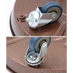 ARTLINE caster close detail showing lock mechanism and quiet floor protection benefit