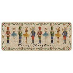 Artoid Mode front view of watercolor nutcrackers mat showing holiday welcome design and curb appeal