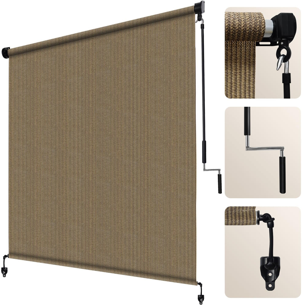 Artpuch front view walnut roller shade showing clean privacy and sun control
