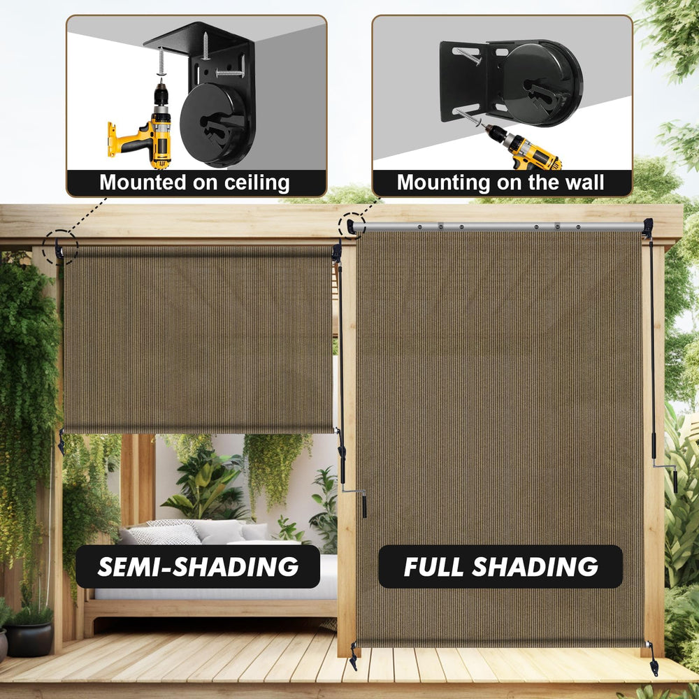 Artpuch mounted on pergola creating privacy and sun control