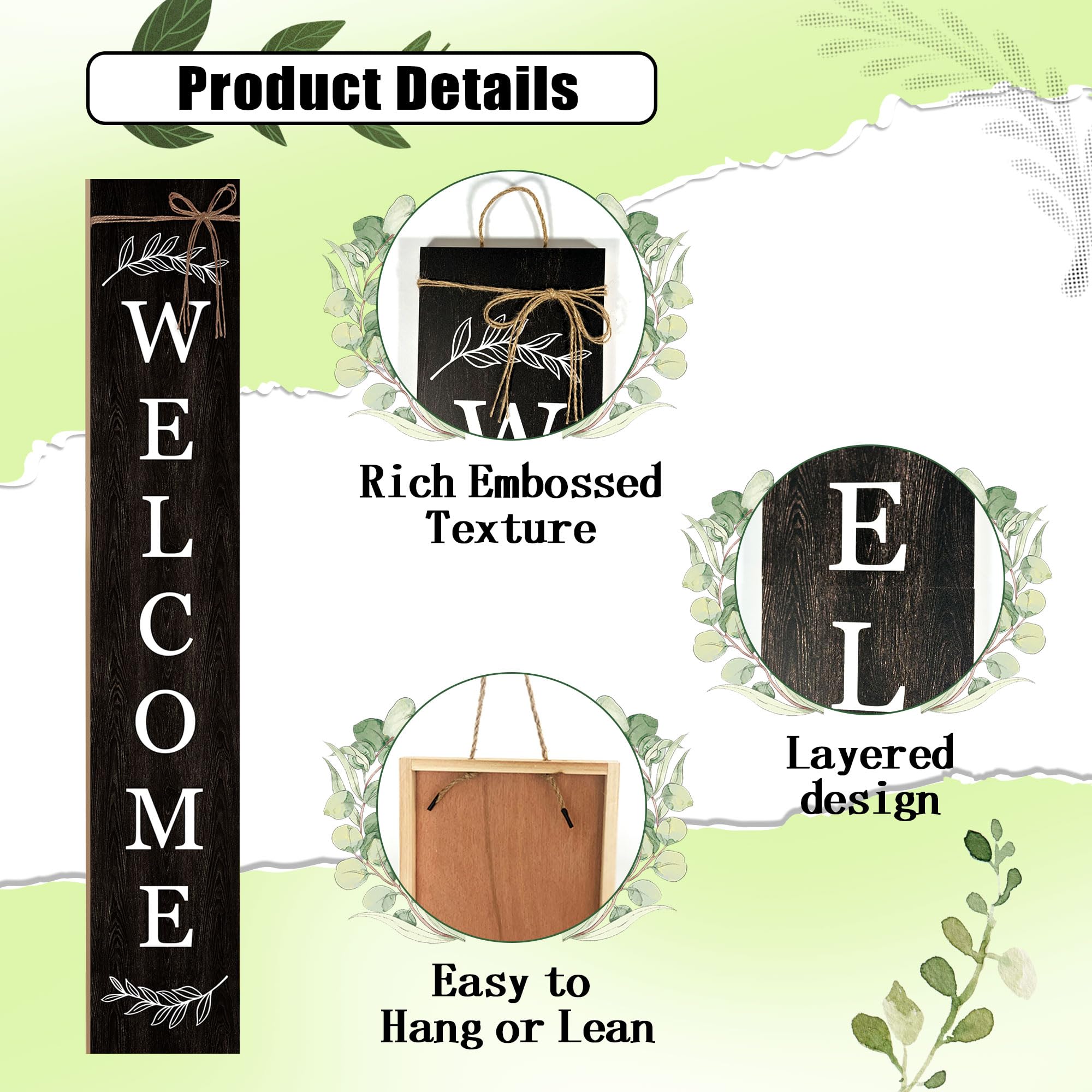 ARTUFAN welcome sign hanging on a front door displaying easy mounting and curb appeal