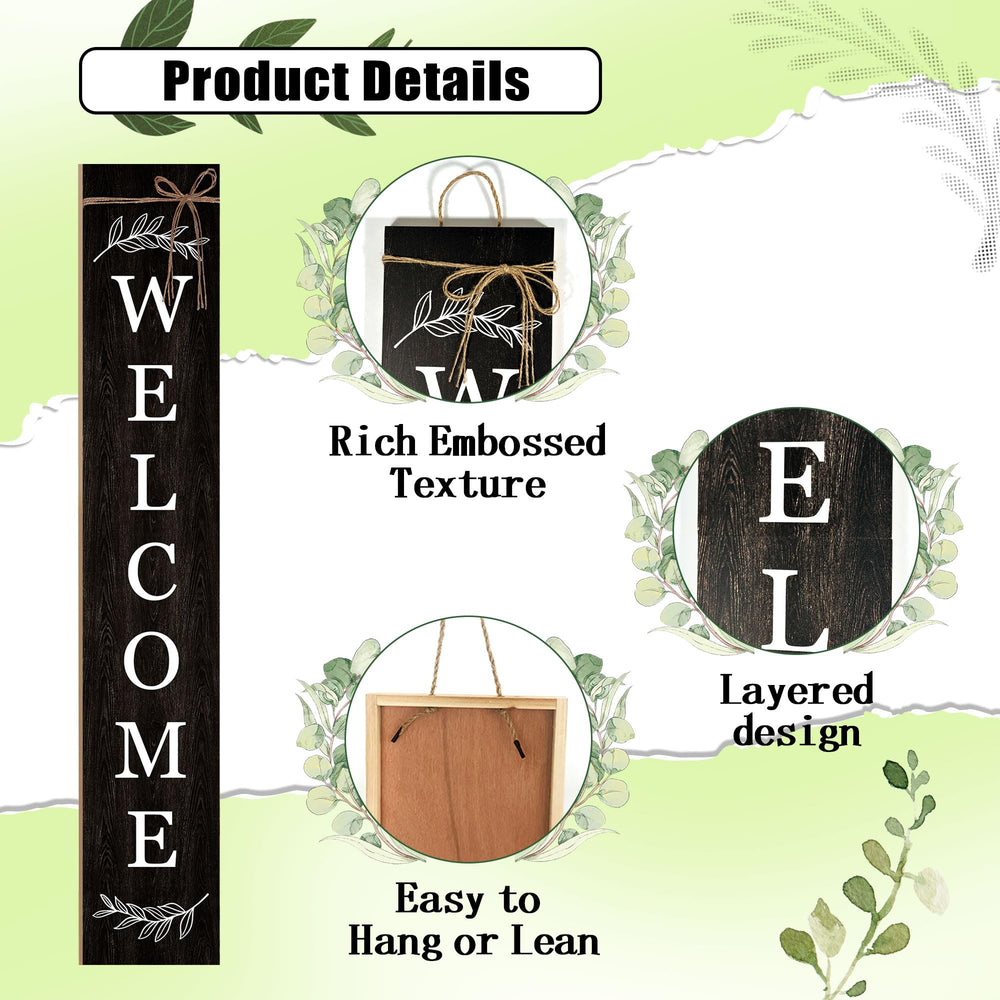 ARTUFAN welcome sign hanging on a front door displaying easy mounting and curb appeal