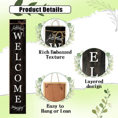 ARTUFAN welcome sign hanging on a front door displaying easy mounting and curb appeal