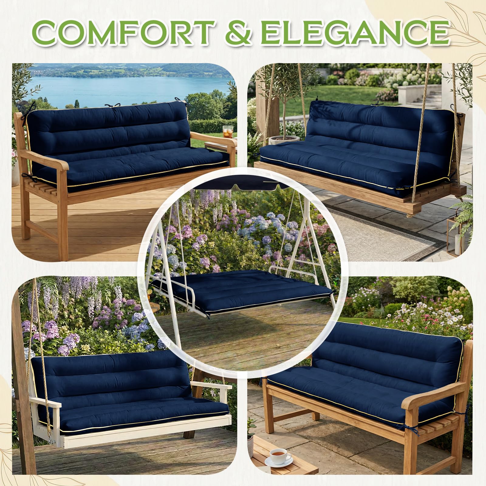AS AWESLING backrest profile on porch swing offering ergonomic support