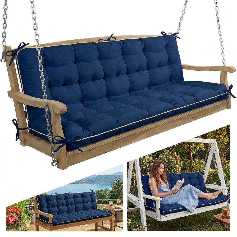 AS AWESLING front view patio bench cushion showing full backrest and seat comfort