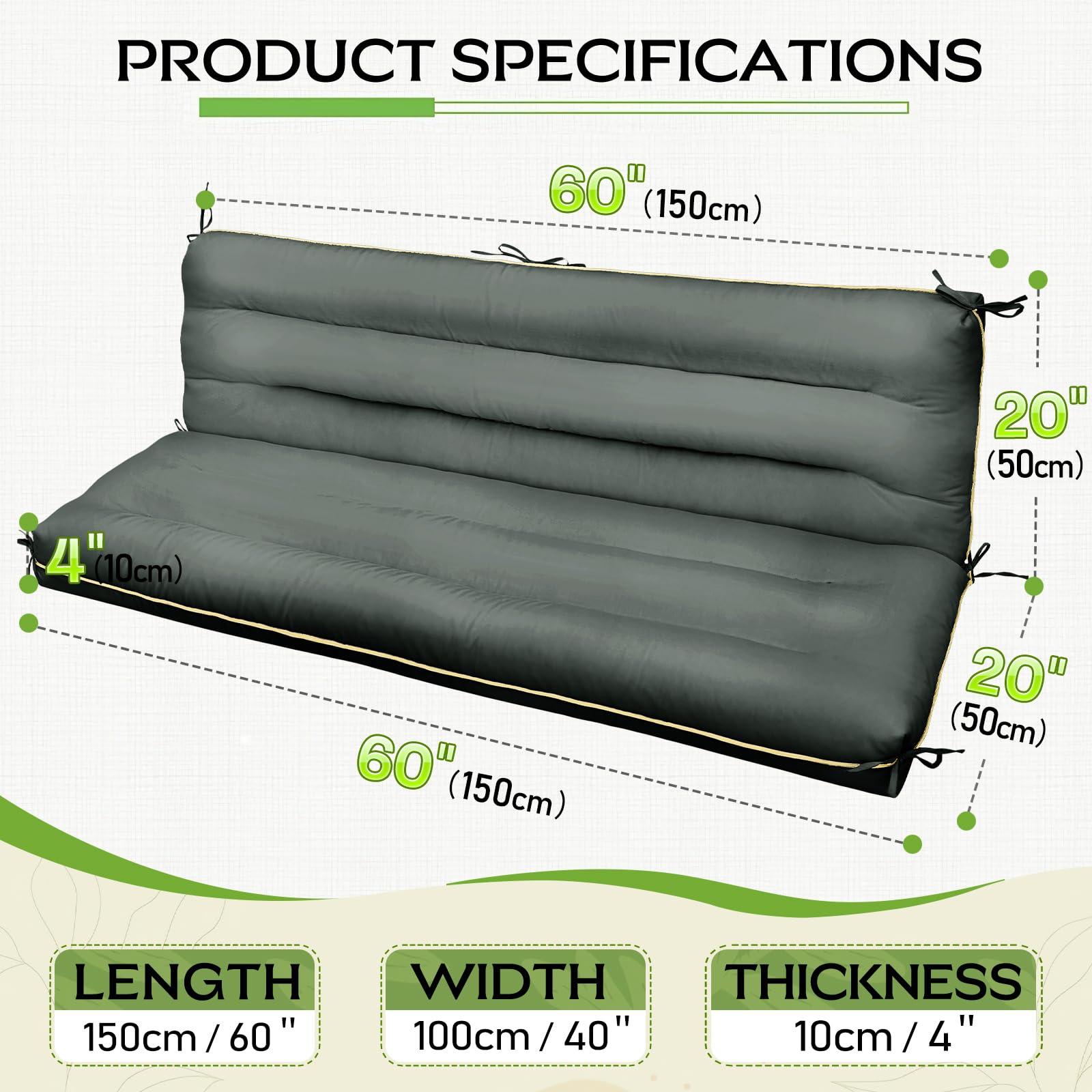 AS AWESLING cushion beside ruler showing accurate 60x40 size dimensions